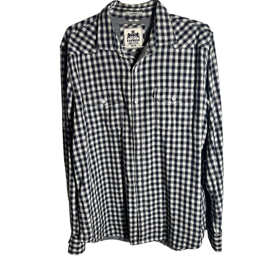 Express Mens long sleeve Shirt XL check fitted